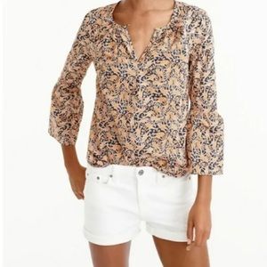 Drakes for jcrew giraffe print bell sleeve cotton popover blouse 4